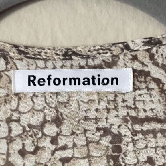 Reformation Jaz Tan Midi Dress Python Wrap Snake Size S - Picture 12 of 13